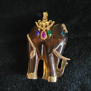 Large acrylic elephant pendant convertible to brooch / pin